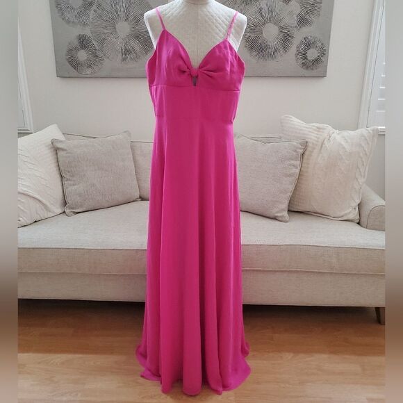 Dress the Population Cambria Tie Bodice Evening Dress size XL in Bright Fuchshia - Picture 5 of 16